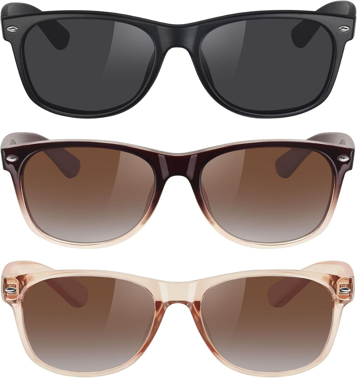 Classic Polarized Sunglasses for Women Men Trendy Retro Sun Glasses for Driving UV Protection (3 Pack)