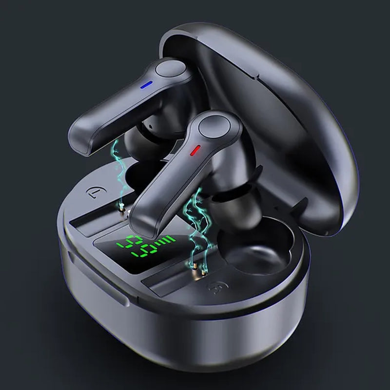 TWS Wireless Bluetooth5.0 Earbuds, HiFi Stereo Sound Bluetooth Earphones, Waterproof Sport Headset, Noise Cancelling Touch Control Headphones with LED Display Charging Case
