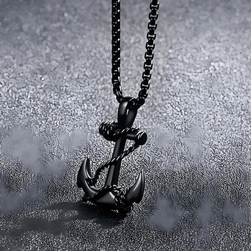Tone Anchor Pendant Necklace Silver Plated Infinity Jewelry Anchor Men Fashion Design Simple Anchor