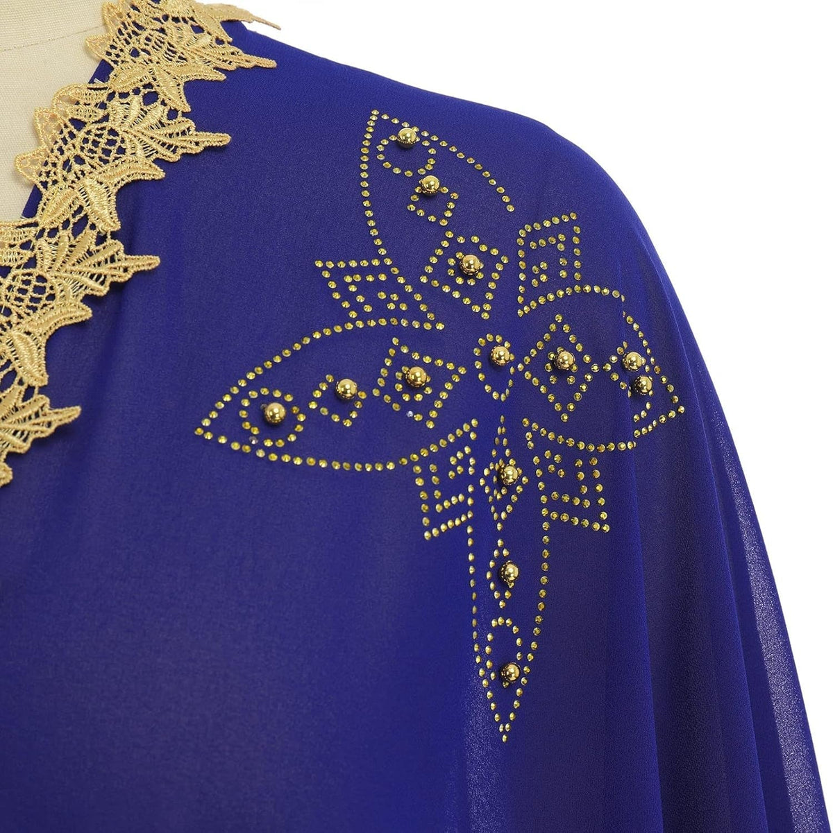 Muslim Dress for Women Loose Batwing Sleeved Hooded Beaded Embroidery Long Abaya Dress Kaftan Abayas Islamic Robe