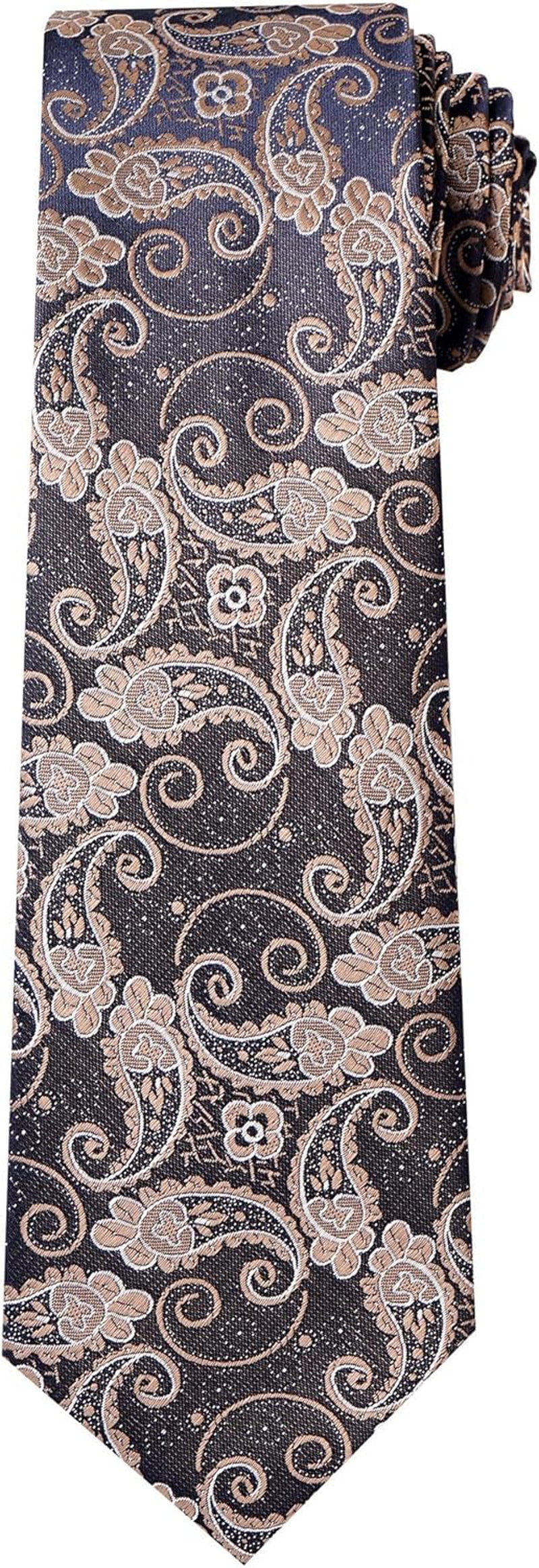 Men'S Paisley Necktie and Pocket Square Cufflink Tie Clip Set Slim Ties Gift for Men