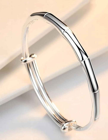 S925 Silver Bangle Bracelet for Women, Elegant Women‘S Sterling Silver Bracelet Bangle Adjustable 6.4-7.8 Inches Small Size