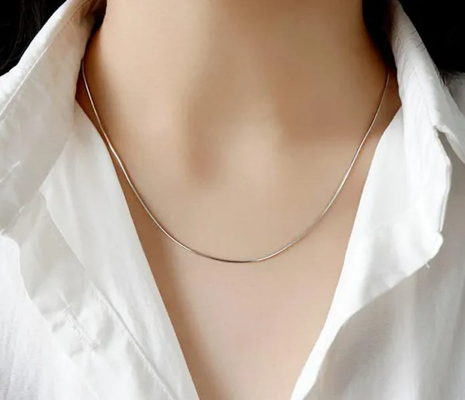 Men Women Snake Chain 1MM/2MM/3MM 925 Silver Necklaces Fashion DIY Charm Pendant Fine Jewelry Accessories