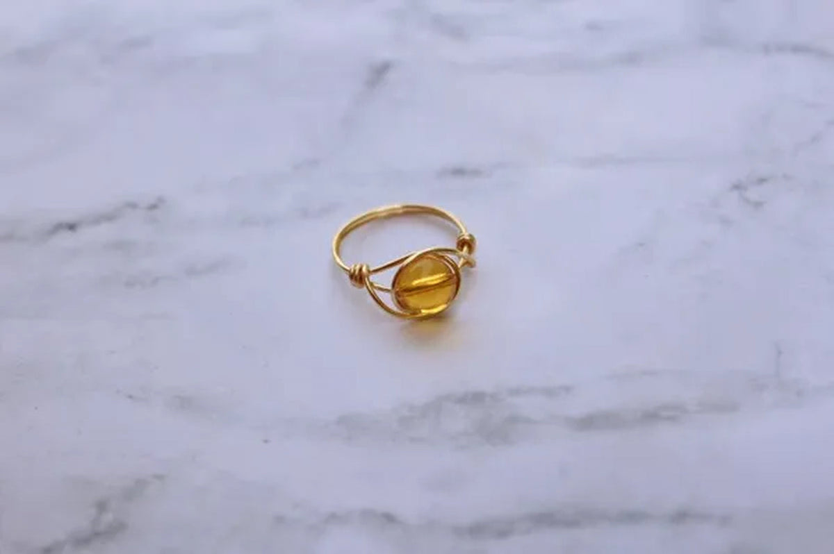 Citrine ring, citrine gemstone jewelry, citrine stone ring, gold citrine ring, wire wrapped ring, wire ring, gemstone ring, statement ring