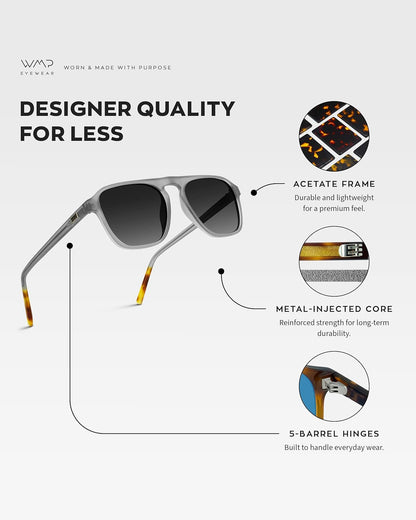 Polarized Modern Aviator One-Bridge Square Mens Sunglasses