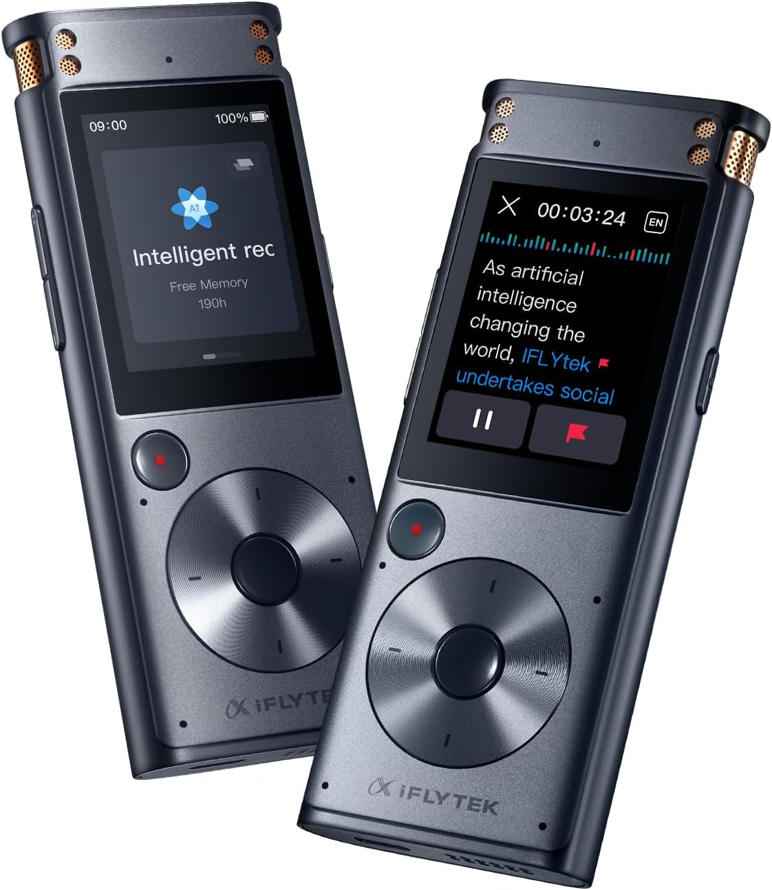 Offline Voice Recorder with Playback, Secure Digital Recorder with AI Transcription, 5-Language Voice-To-Text, Noise Reduction, AI Voice Recorder for Meetings, Interviews, Learning
