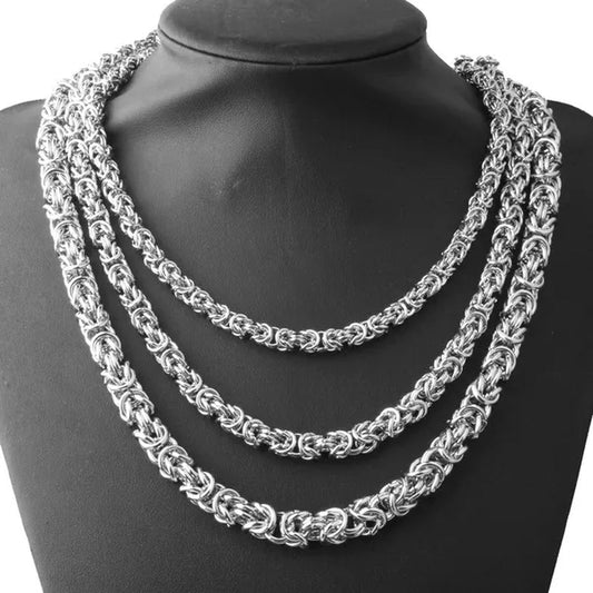 6/8/11mm Men's Jewelry Trendy Silver Stainless Steel Byzantine Chain Necklace Link Chain Necklace 16"-40" Bracelet 7"-11"
