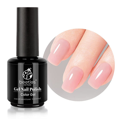 Beetles Neutral Gel Nail Polish 15ml Nude Pink Polish Set Pink Jelly Soak Off U V LED Nail Lamp Translucent Nail Art Gel