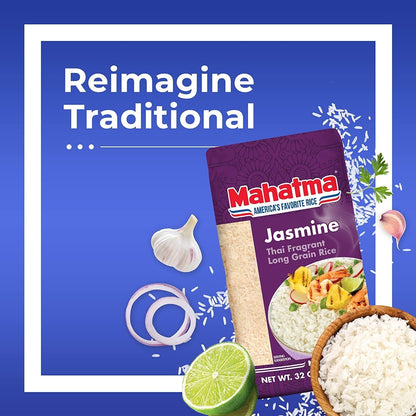 Jasmine Rice, 2Lb Bag of Rice, Thai, Indian, or Cambodian Fragrant Flavored Rice, Stovetop or Microwave Rice