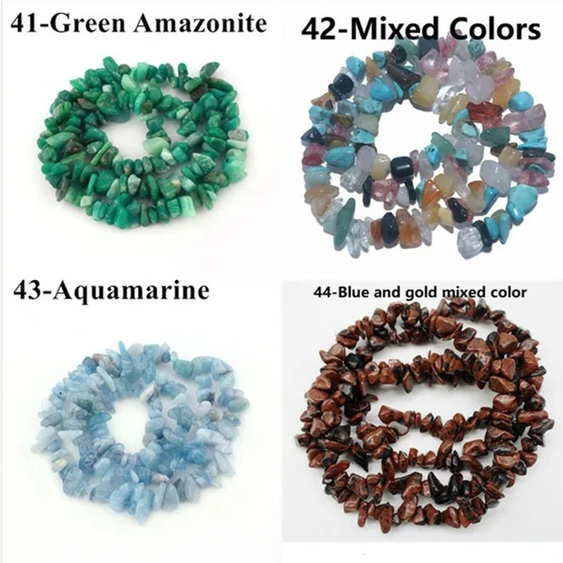 5-8MM natural stone irregular shape free-form chip beads tiger eye amethyst turquoise white crystal red coral Lapis lazuli used for jewelry making DIY bracelet 30"