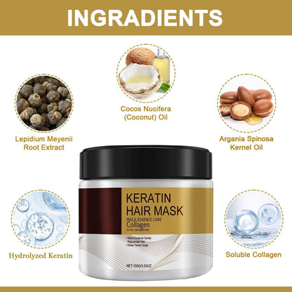 Collagen Deep Repair Mask - Argan Oil Conditioning Treatment for Damaged, Curly or Straight, Thin Fine Hair 3.52 Oz 100Ml (2 Pack)