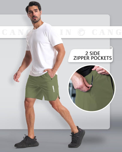 2 Pack Mens Workout Athletic Shorts 7 Inch Inseam Quick Dry Hiking Shorts Men Lightweight Sports Gym Shorts Running