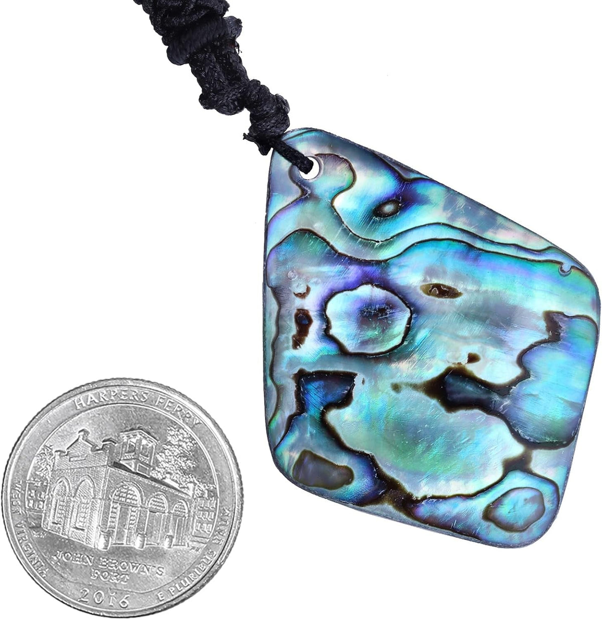 Adjustable Abalone Necklace for Women and Men Sea Shell Pendant with 18.11”-25.2” Cord