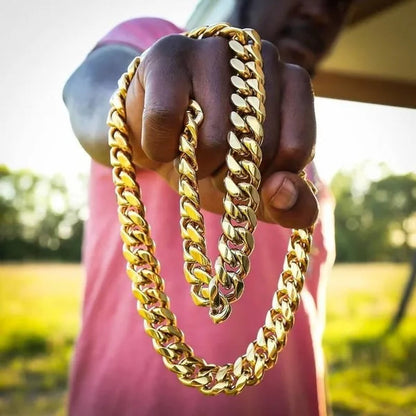 925 Silver Plated Chunky Necklace High Polished Stainless Steel Miami Curb Cuban Link Chain for Men 8/20/22/24/28/35 Inch (Quantity: 1Pcs)