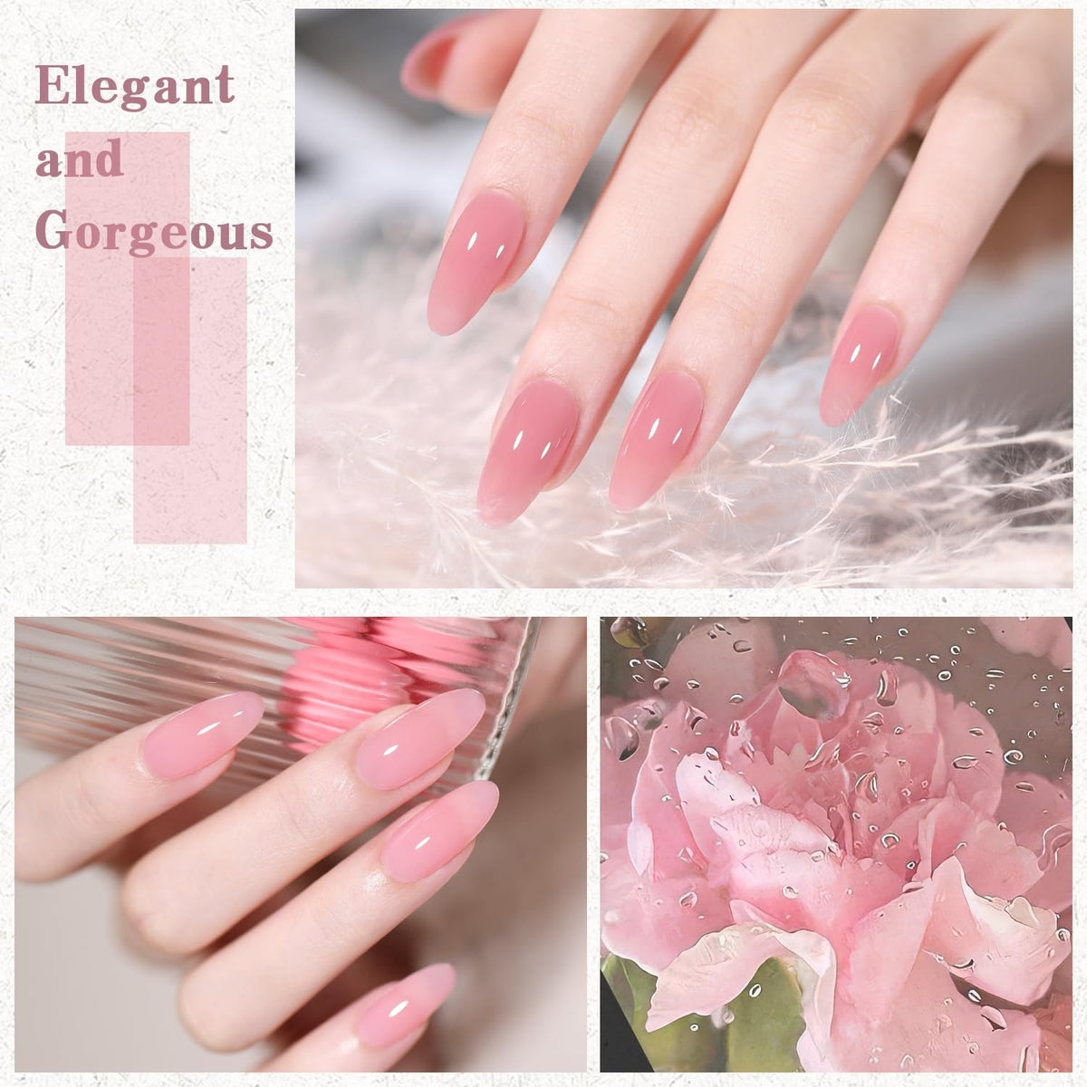 Jelly Nude Gel Nail Polish Set, 10Pcs Sheer Milky White Pink Transparent Gel Polish Kit UV LED Nail Gel Polish Colors Varnish Nail Art DIY Salon 7ML