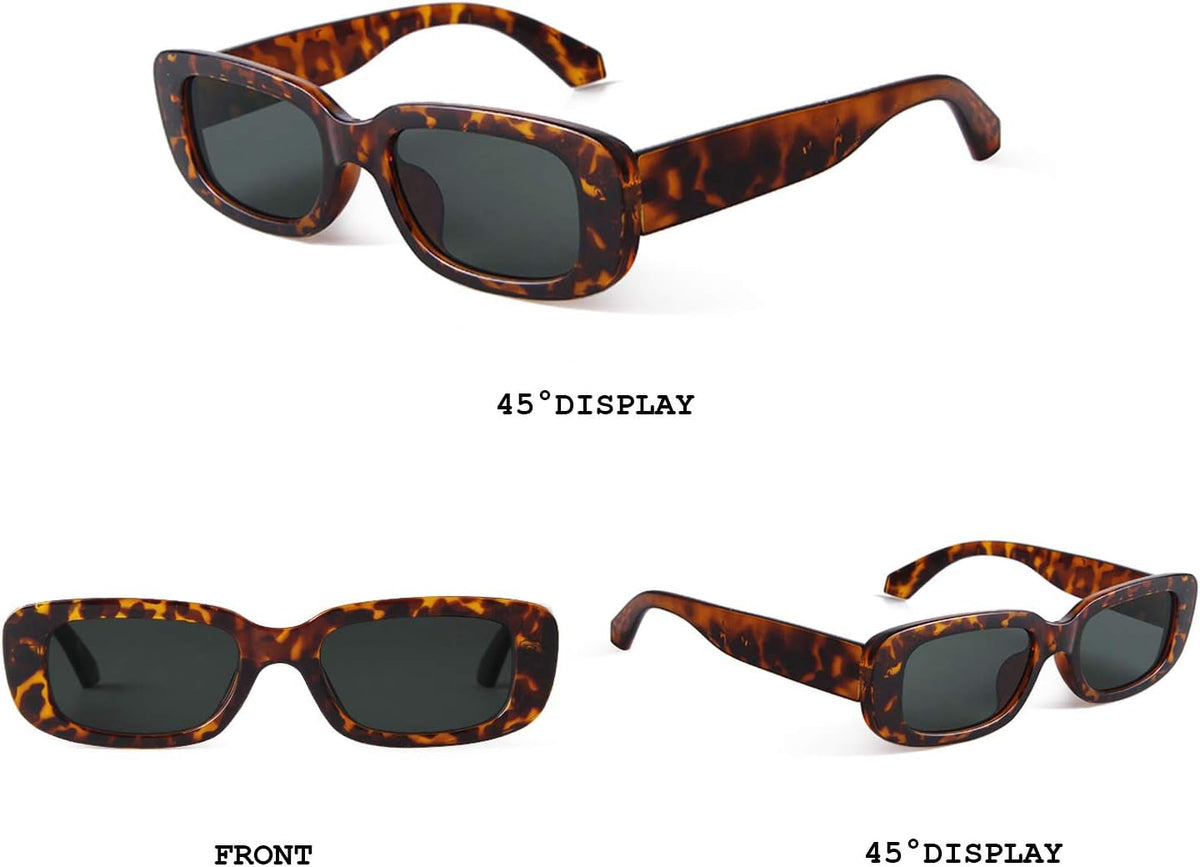 Rectangle Sunglasses for Women Retro Driving Glasses 90’S Vintage Fashion Narrow Square Frame UV400 Protection