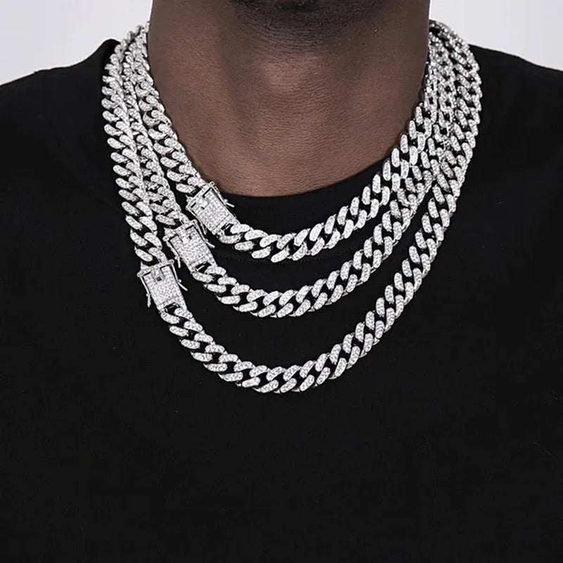 Fashion Hip Hop Iced Out Diamond Full Miami Curb Cuban Chain CZ Bling Rapper Necklaces for Women Men Jewelry