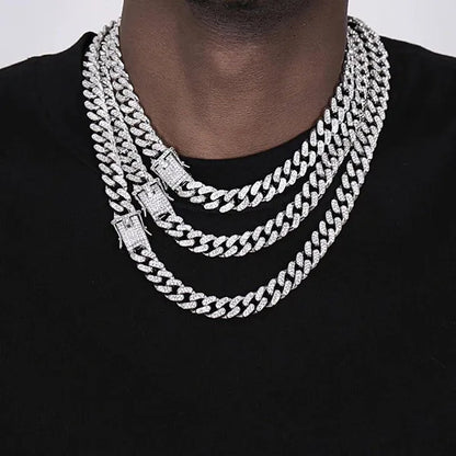 Fashion Hip Hop Iced Out Diamond Full Miami Curb Cuban Chain CZ Bling Rapper Necklaces for Women Men Jewelry