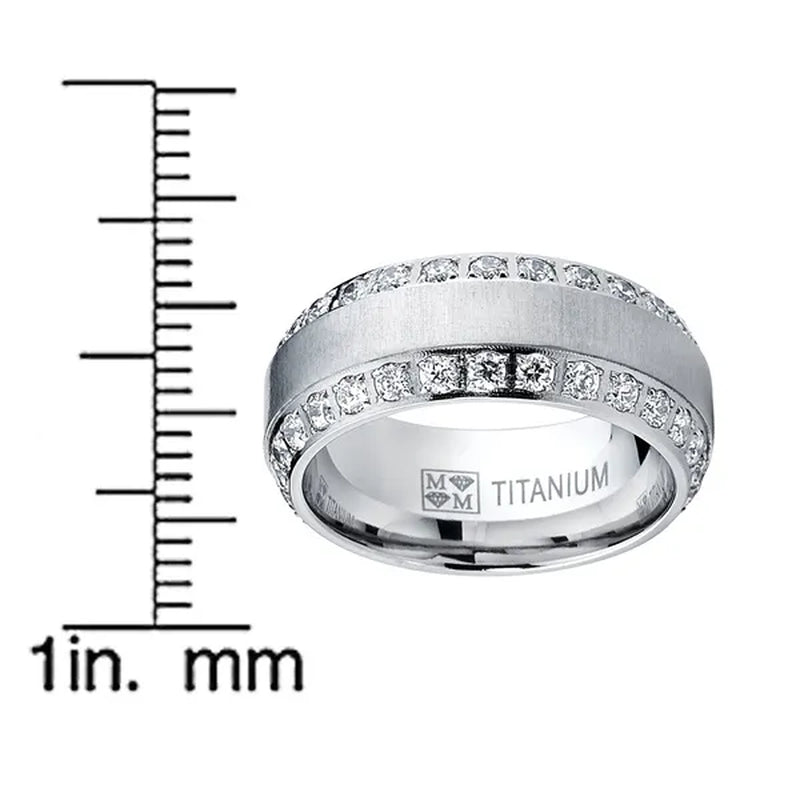 1.75 Carats Men's Titanium Wedding Band Ring 8MM Rose Goldtone Black Silvertone