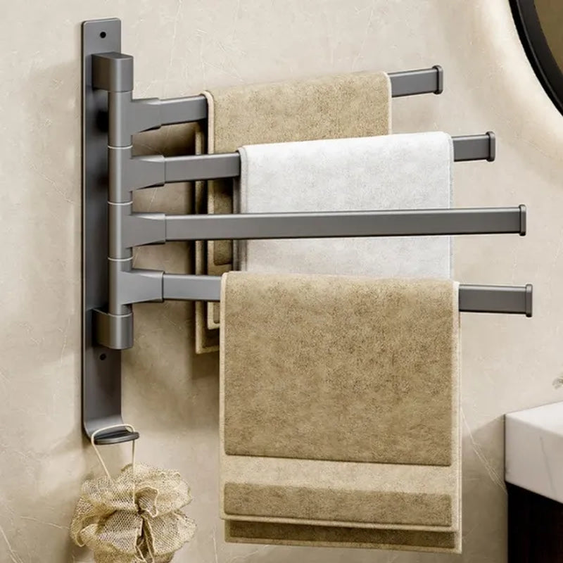 2024 New Wall Mounted 180° Swivel Multi-bar towel rack Towel Hanging Holder for Bathroom with Hook