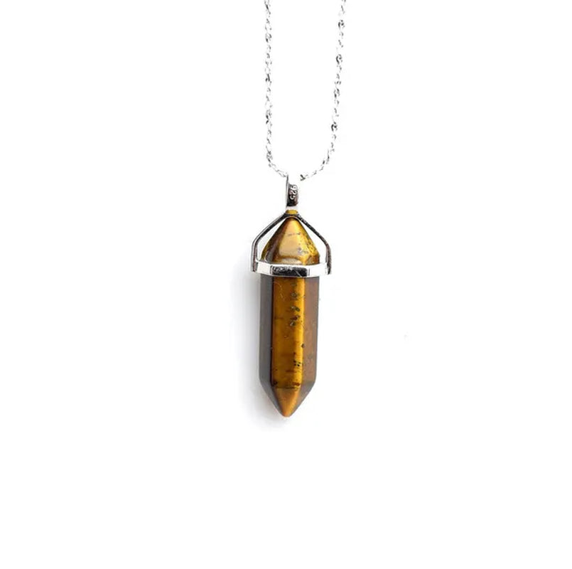 S925 Sterling Silver Chain Yellow Tiger Eye Stone Crystal Healing Point Semi-precious Gemstone Pendant Necklace for Women