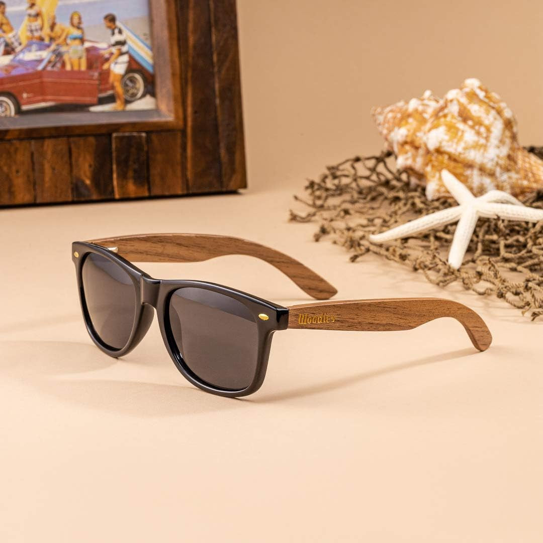 Walnut Wood Sunglasses with Dark Polarized Lenses for Men and Women | 100% UVA/UVB Ray Protection