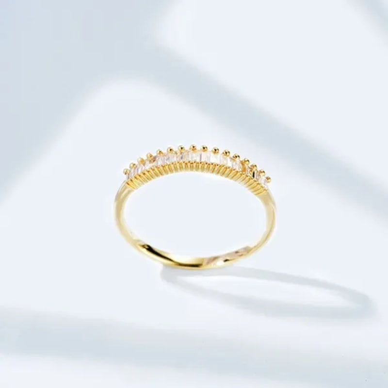 Women Fashion Dainty 18k gold plated Cube Diamond Rings Wedding Engagement Party Rings