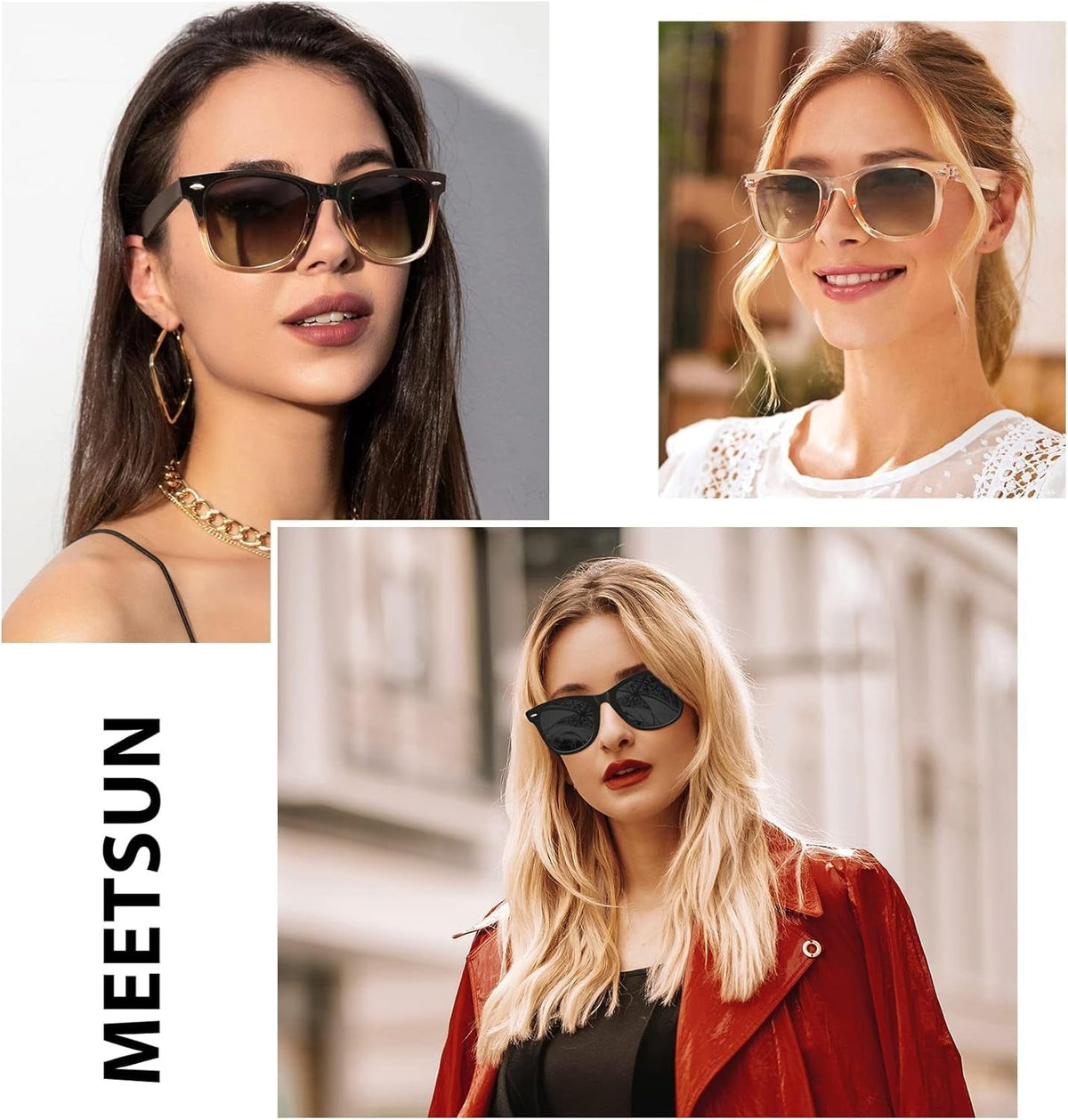 Retro Polarized Sunglasses for Women Men Classic Mirror Lens Driving Trendy Sun Glasses UV Protection (3 Pack)