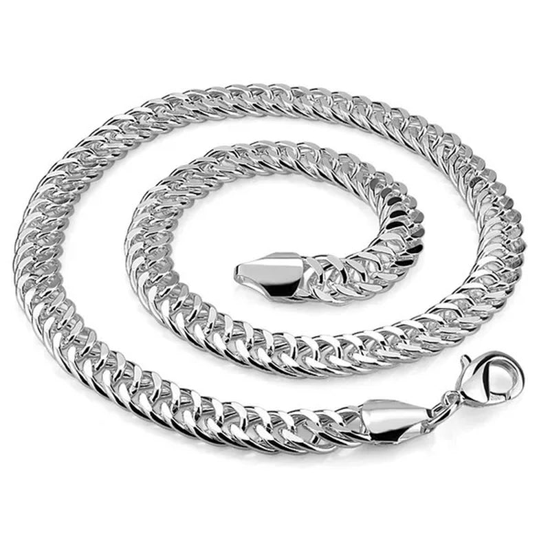 High Quality Exquisite Men Solid Heavy 925 Sterling Silver Smooth Necklace Bracelet Curb Chain Jewelry Set Gifts