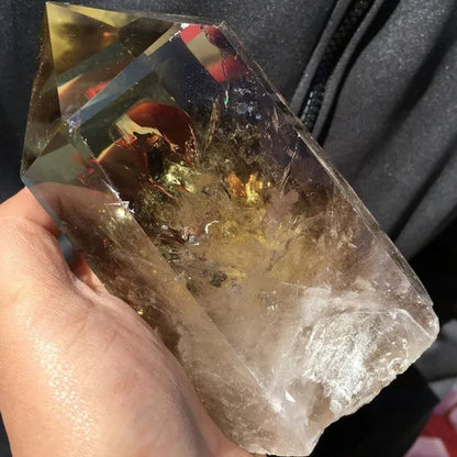 700g/800g/1000g Natural Large Size Clear Citrine Tower Points Smoky Citrine Quartz Crystal Healing Wand for Decoration