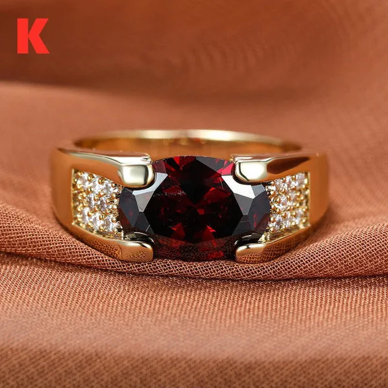 Exquisite Retro 18K Gold Natural Garnet Red Ruby Gemstone Ring Anniversary Gift Romantic Bride Engagement Wedding Party Bands Fine Jewelry