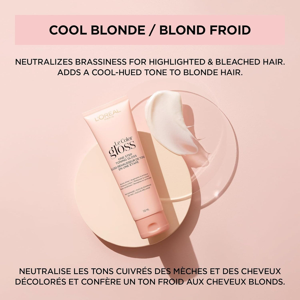 Le Color One Step Hair Toning Gloss, Cool Blonde, 4 Ounce