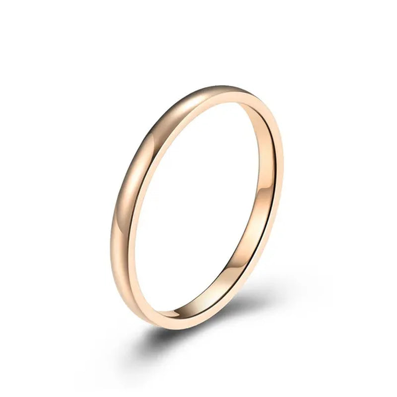 2mm Stainless Steel Thin Ring Rose Gold Black For Women Men Minimalist Ring Jewelry Party Simple Fashion Gift Size 3 To 12
