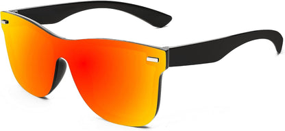 Sunglasses, Rimless Mirrored Sun Glasses with Reflective One-Piece Lens, B4114
