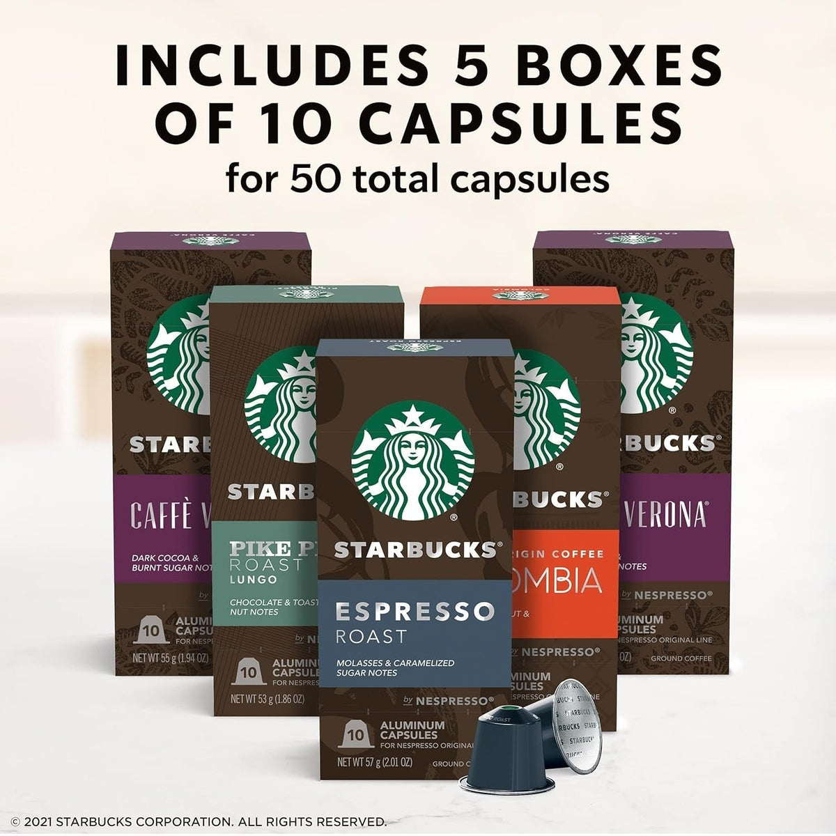 by Nespresso Original Line, Intense Variety Pack, 50-Count Espresso Pods