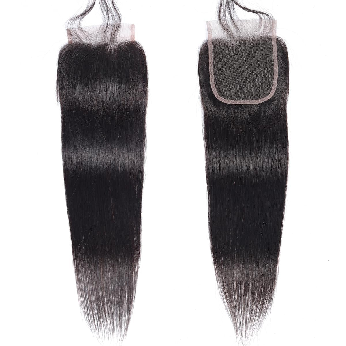Straight Lace Closure Human Hair 4X4 HD Lace Closure 10 Inch Brazilian Virgin Human Hair Transparent Swiss Lace Free Part Pre Plucked with Baby Hair Natural Black