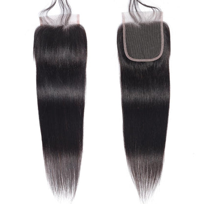Straight Lace Closure Human Hair 4X4 HD Lace Closure 10 Inch Brazilian Virgin Human Hair Transparent Swiss Lace Free Part Pre Plucked with Baby Hair Natural Black