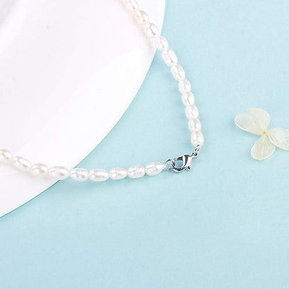 925 Sterling Silver Cross Pendant Freshwater Pearl Necklace for Women'S Pearl Strand Necklaces