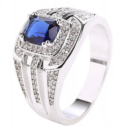 Business Men's Fashion Ring Green Zircon Ring Wedding Engagement Party Jewelry