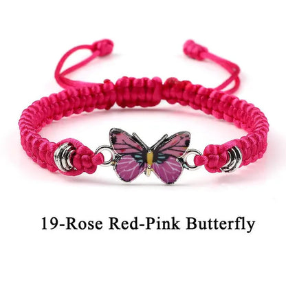 2022 Hot Adjustable Braided String Bracelet For Women Grey Butterfly Pendant Handmade Charm Bangles Fashion Girl Jewelry