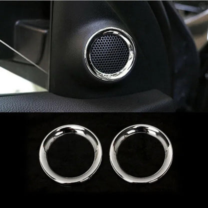 Car Inetrior Front Door Stereo Speaker Protector Decoration Ring ABS Cover Fit for Jeep Grand Cherokee 2011 2012 2013 up Chrome
