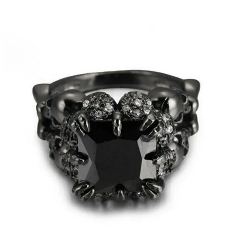 Fashion Zircon Jewelry Women Men Black Gold Wedding Ring Size 6-10 Arrow