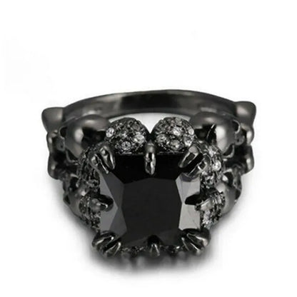 Fashion Zircon Jewelry Women Men Black Gold Wedding Ring Size 6-10 Arrow