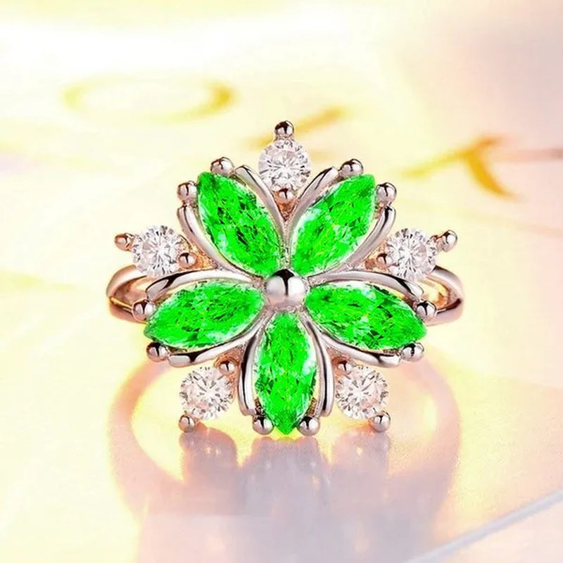 Elegant Women's Flower Ring Luxury  Pink Zircon Ring, Fashionable Flower Shape Women's Ring, Engagement, Wedding Ring, Princess Ring, Promise Ring, Valentine's Day, Christmas Gift. Size US5-11. Happy Shopping!