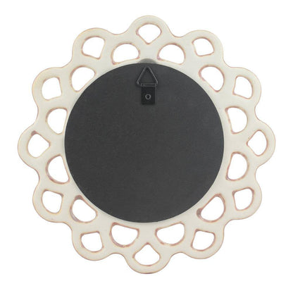 9 In. X 9 In. Decorative round Pink Dusty Rose Cutout Ceramic Wall Hanging Mirror
