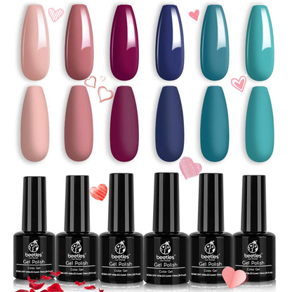 Beetles Gel Nail Polish Kit 6 Colors Green Gel Nail Polish Glitter Pearl Gel Nail Polish Spring Gel Polish Soak off Uv LED Nail Lamp Gel Nail Kit DIY Home Nail Manicure Easter Gel Nail Polish