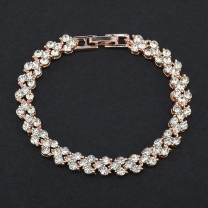 Hip Hop Bling Iced Out Cubic Zirconia Charm Bracelet  Gold Silver Tennis Chain Bracelets Women 3 Row Link Chain Jewelry