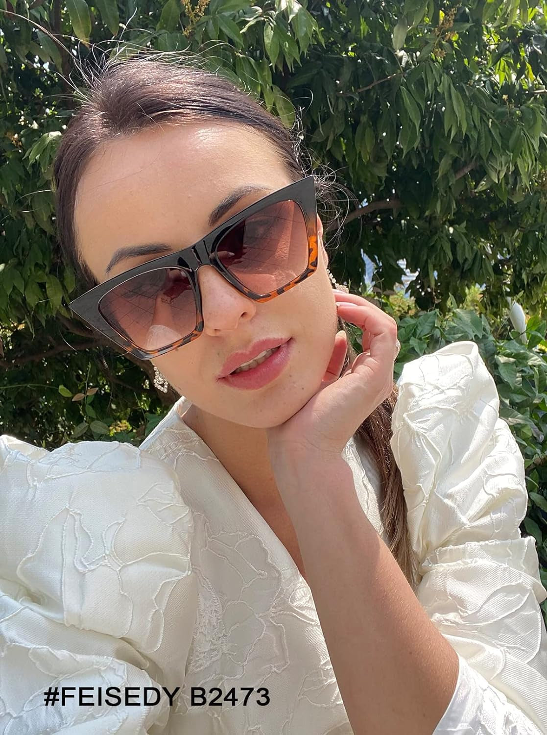 Vintage Square Cat Eye Sunglasses Women Trendy Cateye Sunglasses B2473