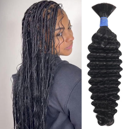 Deep Wave Bulk Human Hair for Braiding No Weft 100G (One Bundles) 100% Unprocessed Brazilian Virgin Human Hair Extensions Human Braiding Hair for Micro Braids Wet and Wavy Curly Deep Bulk 18 Inch