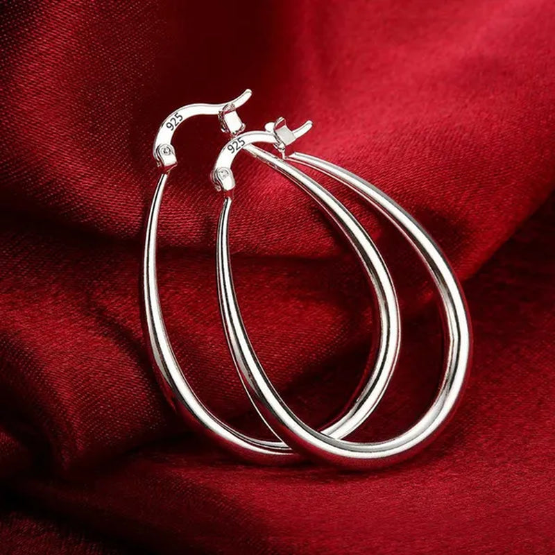 925 Sterling Silver Smooth Circle 41mm Hoop Earrings for Women Lady Gift Fashion Charm Wedding Jewelry